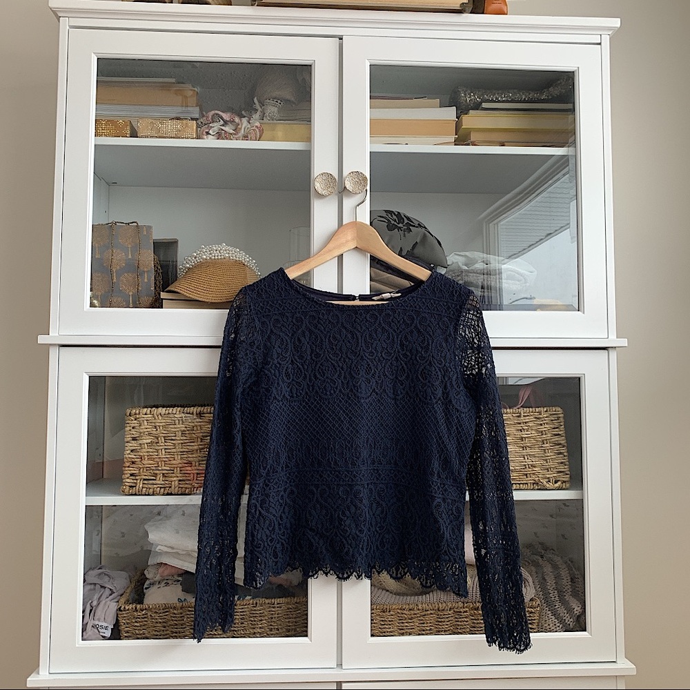 Sheer Lace Romantic Long Sleeve Top